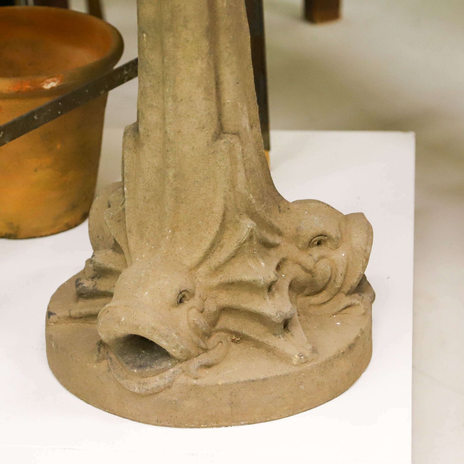 Early 20th Century Stoneware Dolphin Pedestal Base photo furniture
