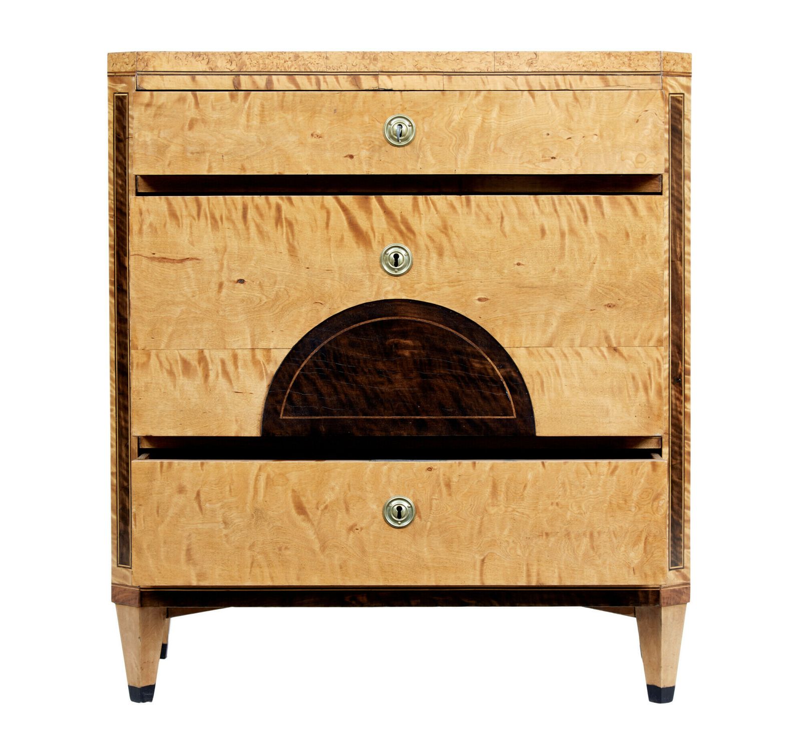 Swedish 19th Century Inlaid Birch Chest Of Drawers photo for sale