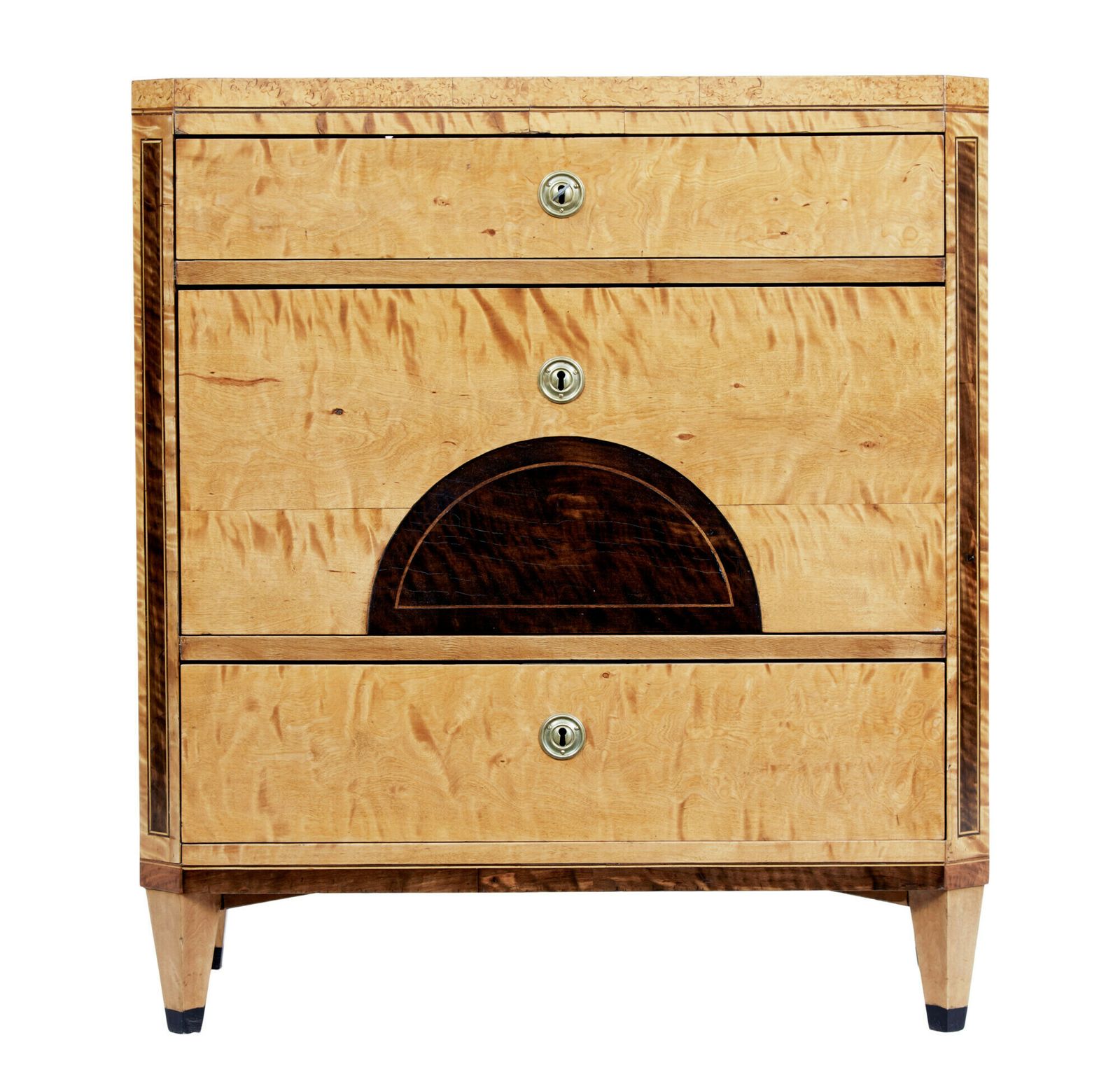 Swedish 19th Century Inlaid Birch Chest Of Drawers photo Furniture