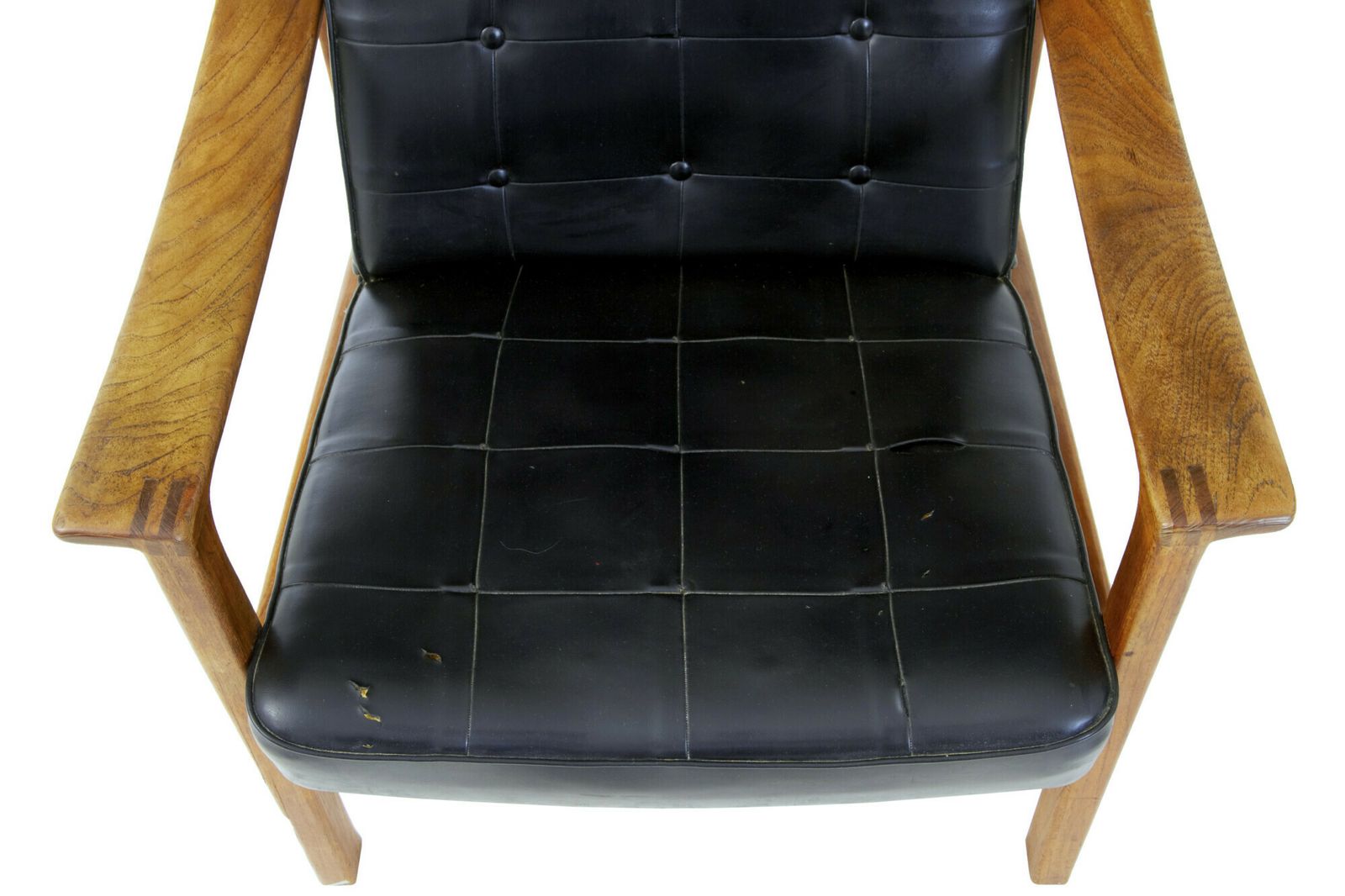 Mid 20th Century Scandinavian Modern Teak Reclining Leather Armchair photo for sale