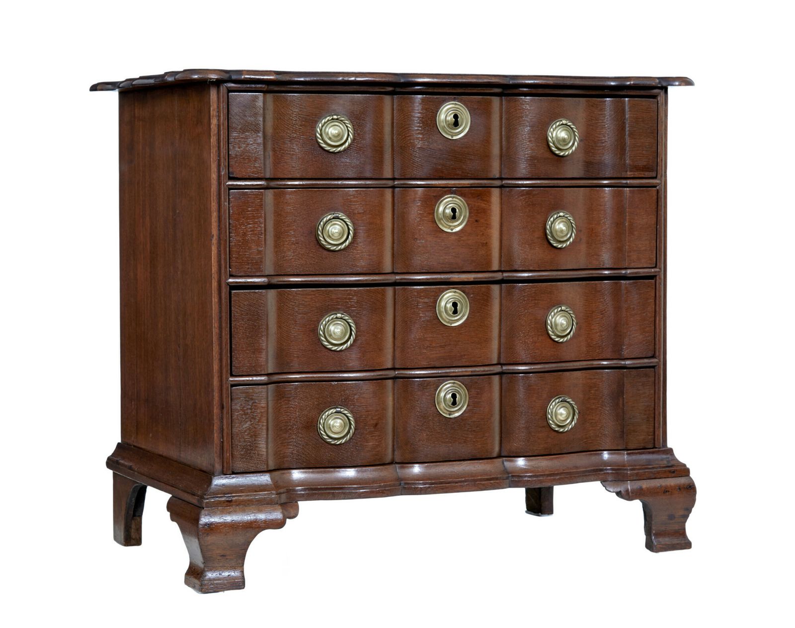 19th Century Shaped Front Oak Chest Of Drawers