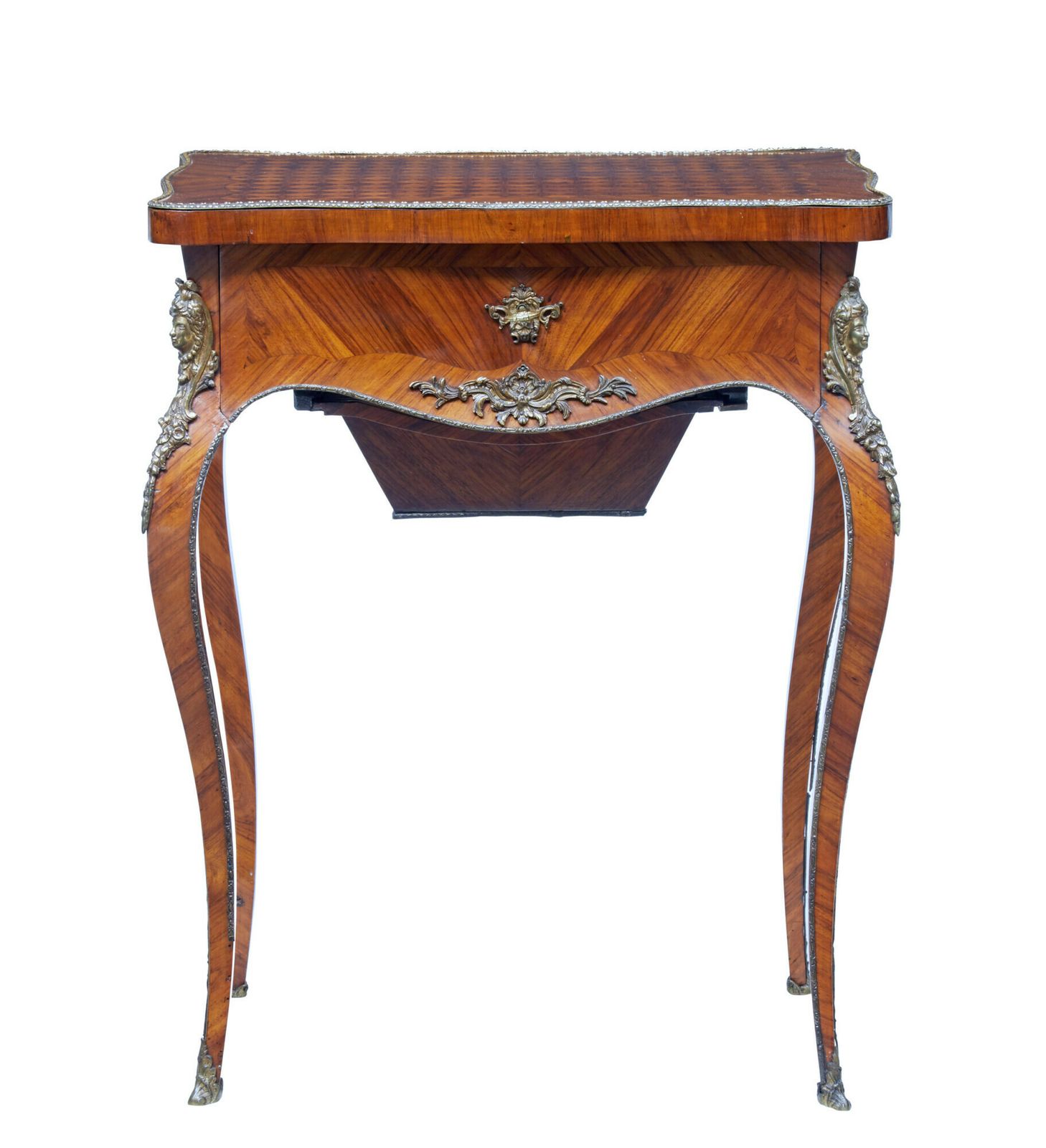 19th Century French Kingwood Sewing Work Table photo vintage