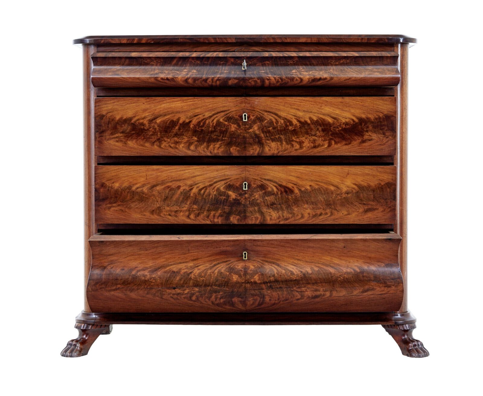 Danish Mid 19th Century Flame Mahogany Chest Of Drawers photo 2585.0