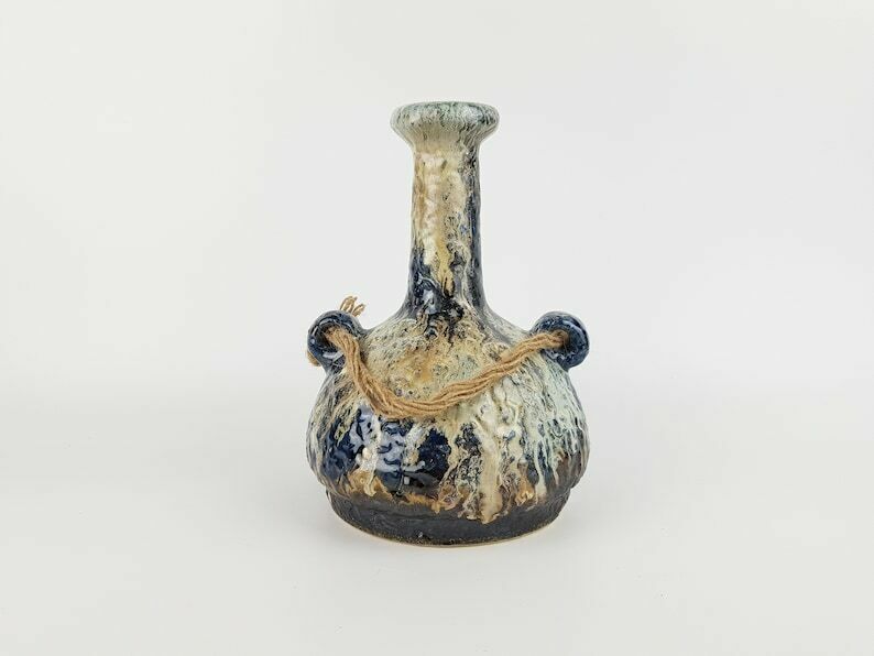 Vintage Dumler & Breiden Fat Lava Vase With Rope 1105 22 West German Pottery 1960s