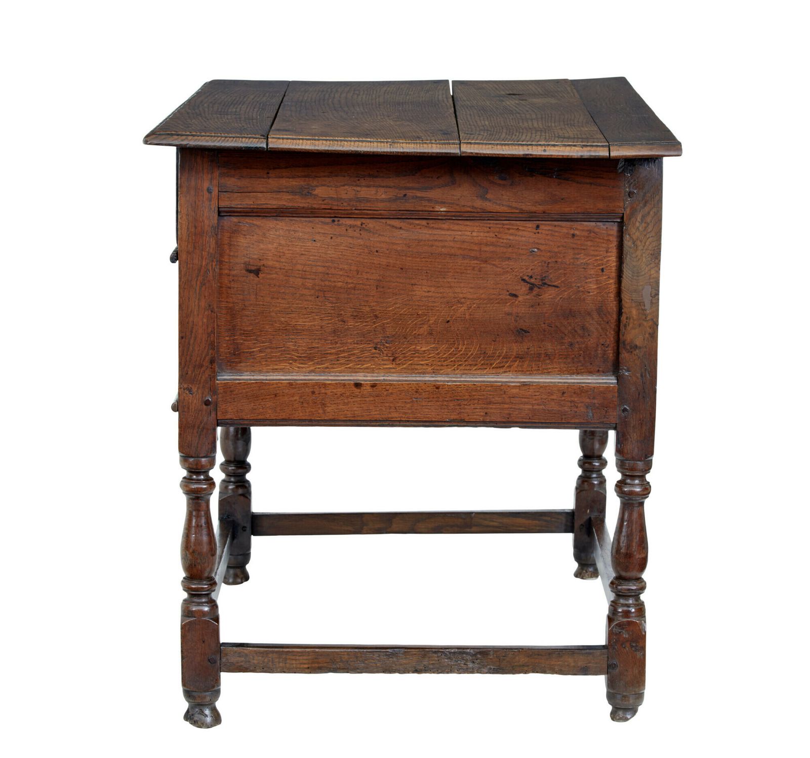 Early 18th Century English 2 Drawer Oak Side Table photo vintage