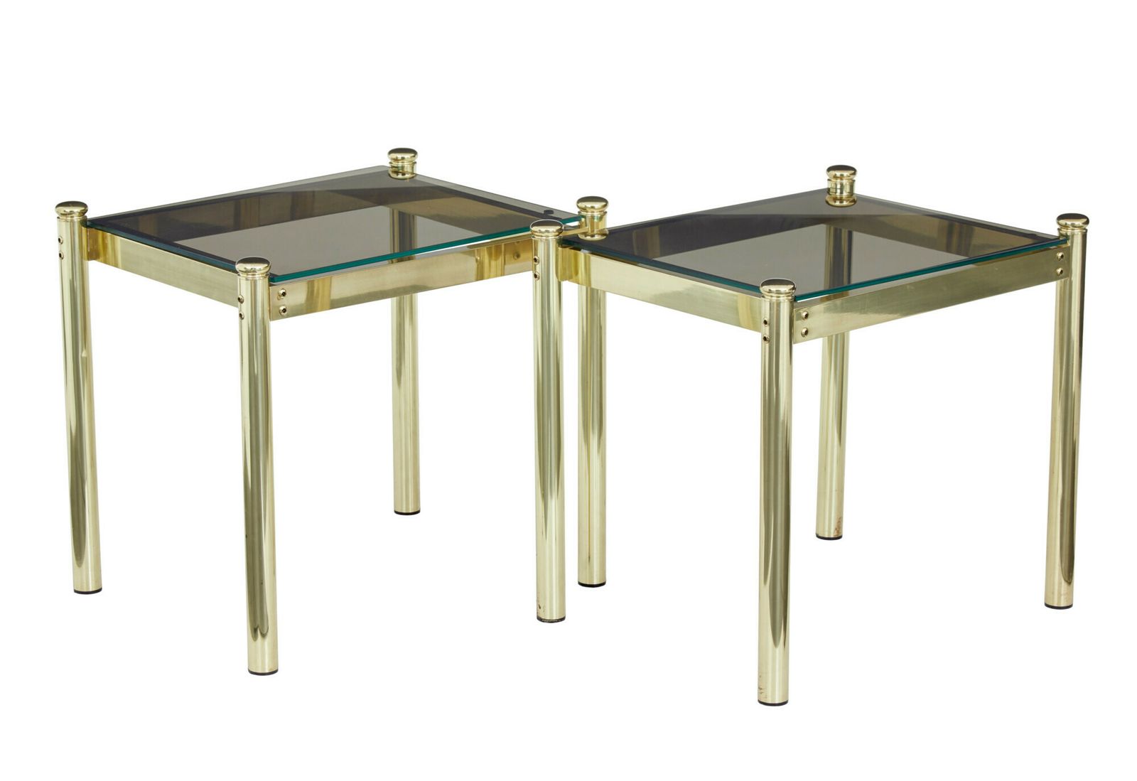 Pair Of 20th Century Brass And Glass Side Tables