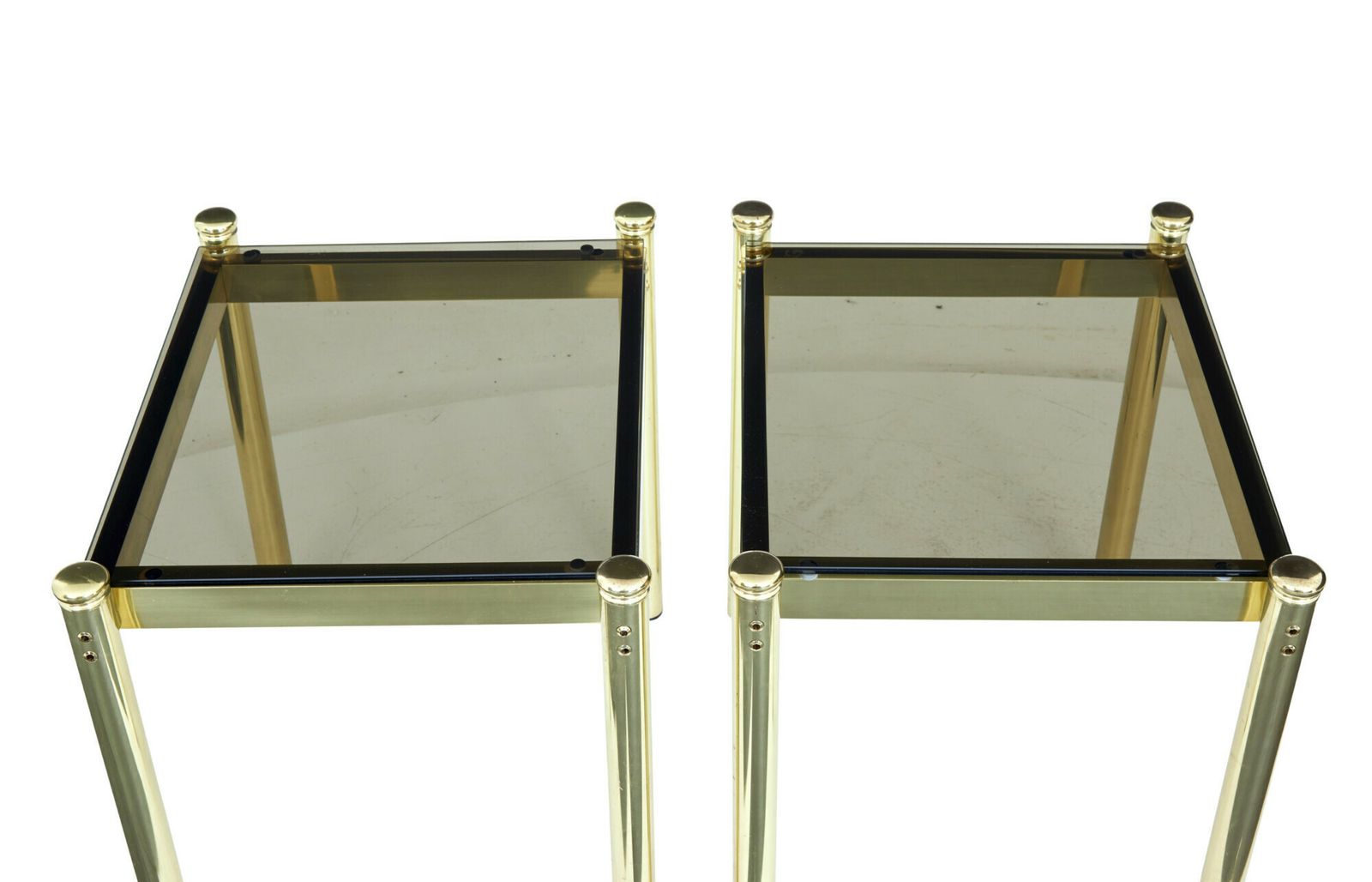 Pair Of 20th Century Brass And Glass Side Tables photo furniture