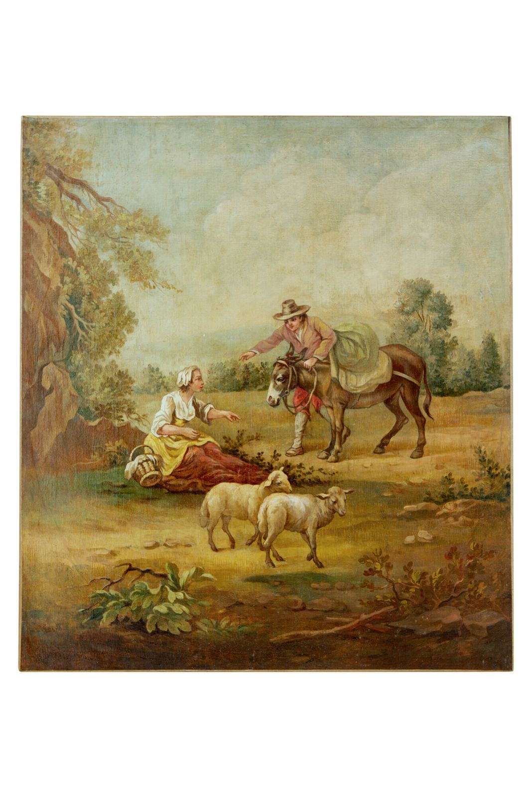Pair Of Rural Late 19th Century Oil On Canvas Paintings photo Art