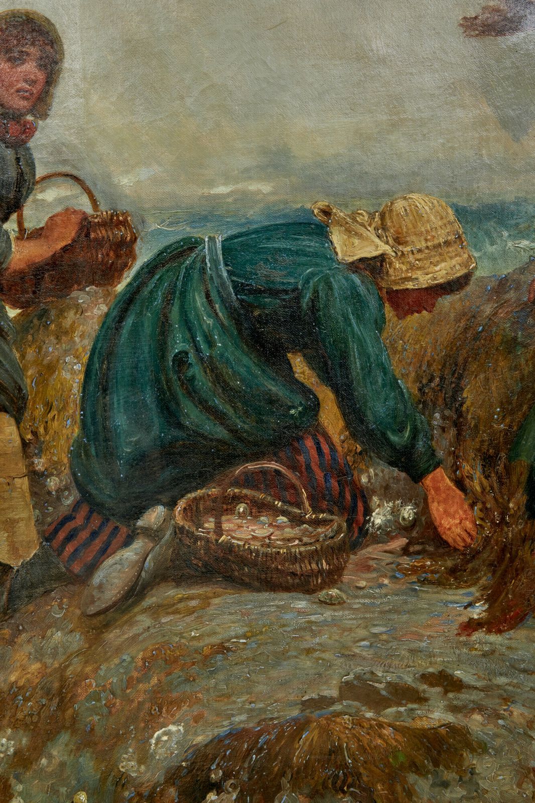 19th Century Oil Painting Of Yorkshire Flither Pickers By Robert Farren photo Art
