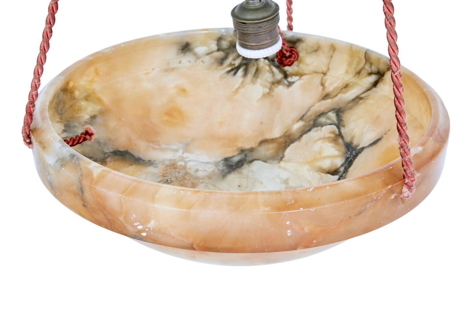 Art Deco Alabaster Hanging Dish Light photo 1595.0