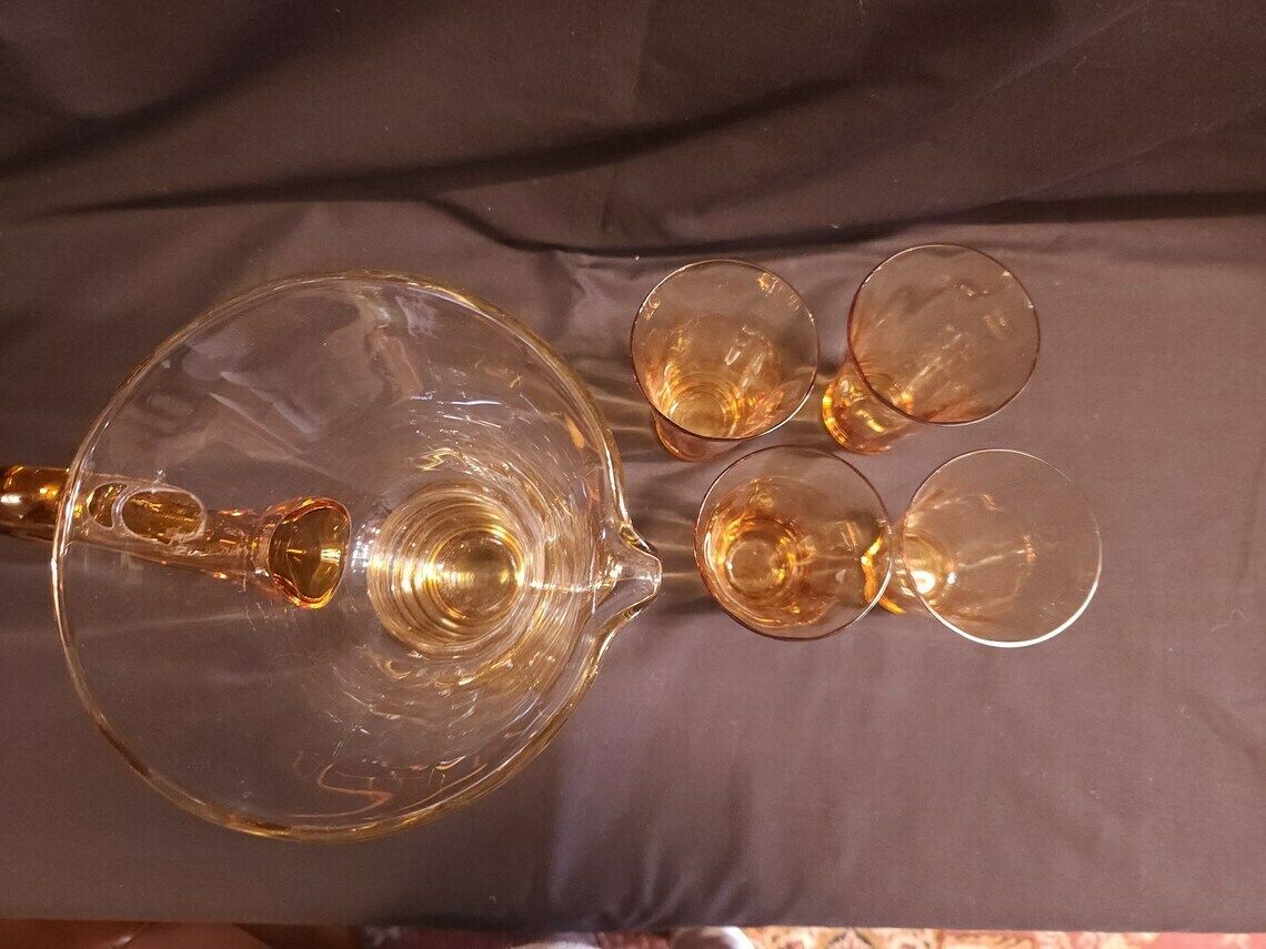 photo furniture Art Deco, Possibly Whitefriars Glass, Lemonade Jug And 4 Tumblers