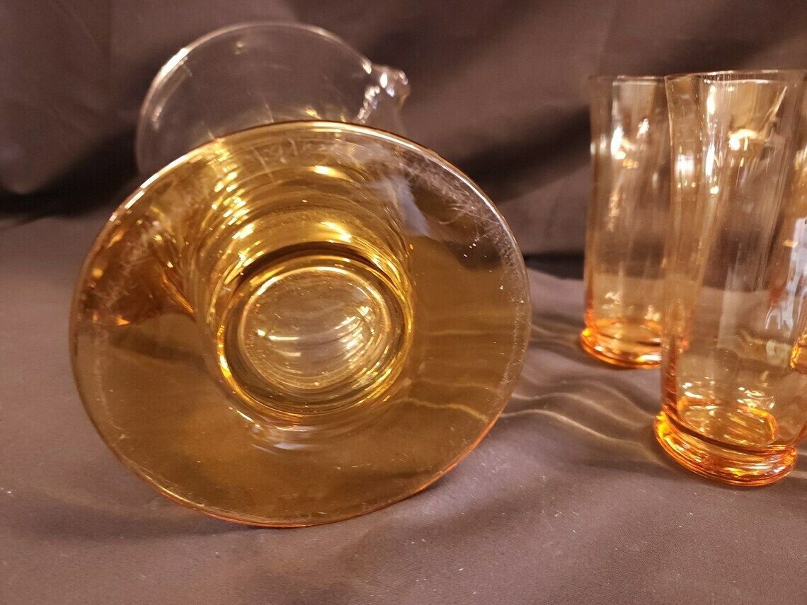 photo for sale Art Deco, Possibly Whitefriars Glass, Lemonade Jug And 4 Tumblers