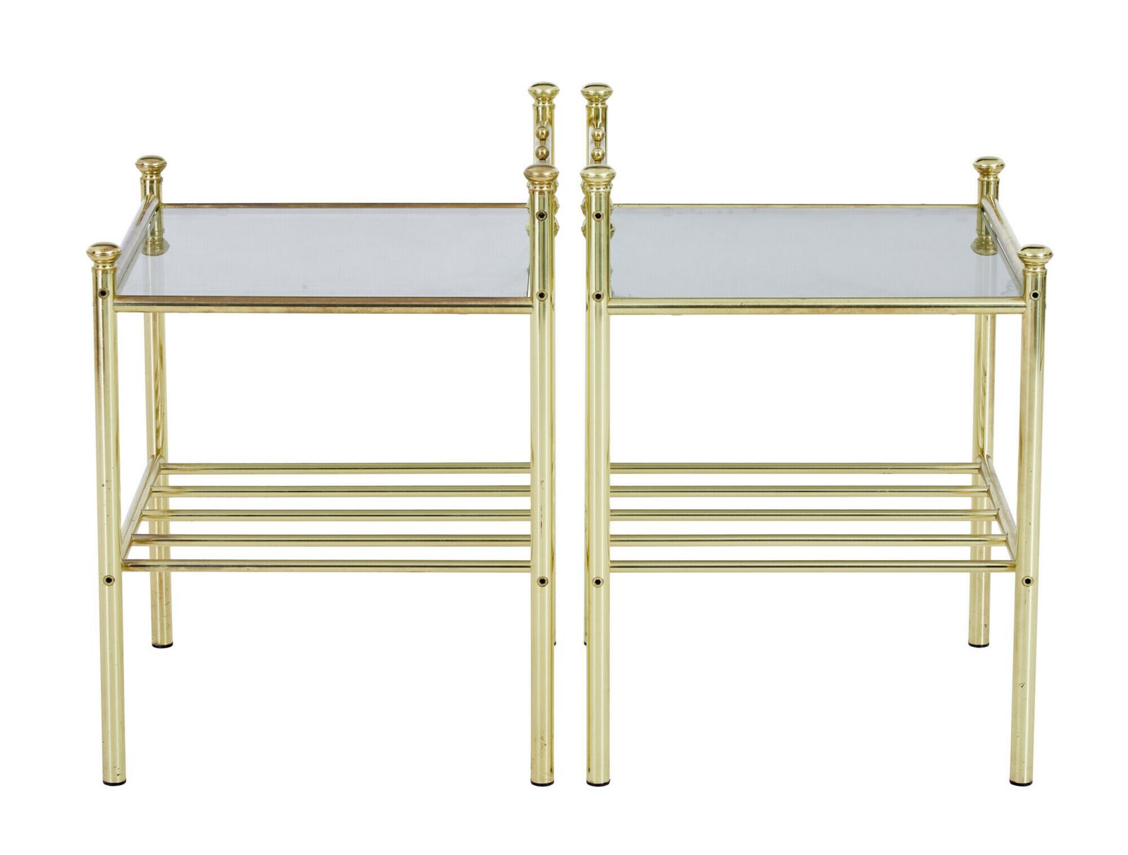 Pair Of Mid 20th Century Brass And Glass Side Tables photo Furniture
