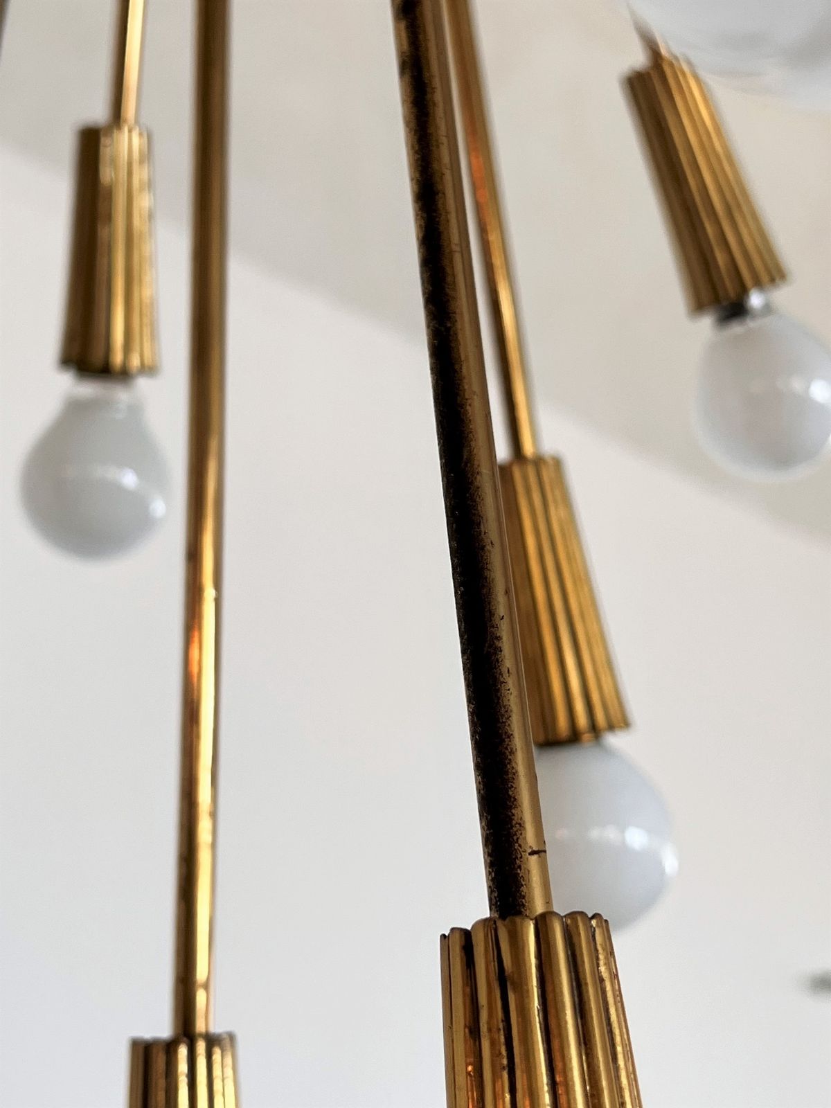 photo vintage Italian Chandelier In Brass With 18 Lights, 1970s