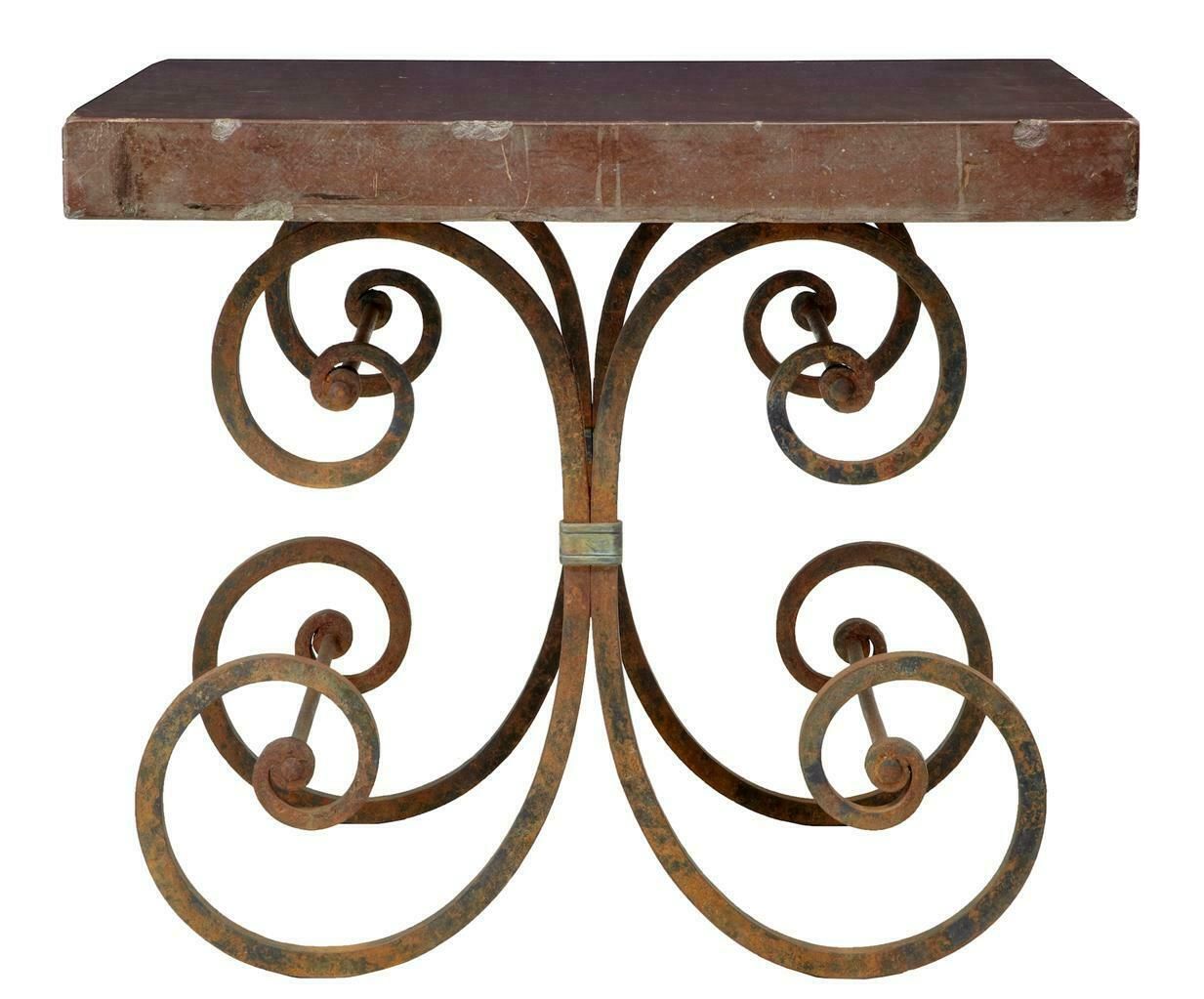 Pair Of 1920’s French Iron Baker Tables Marble Top photo buy