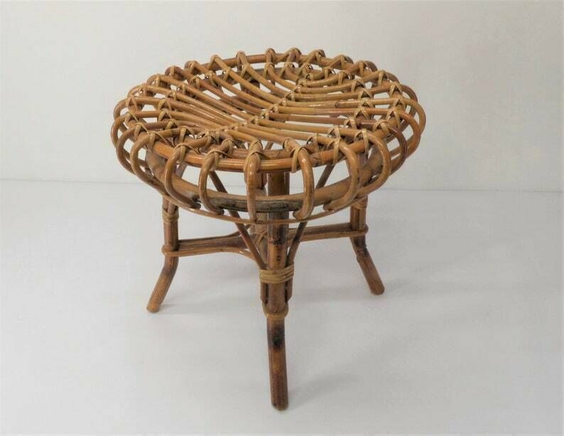 Riviera Ottoman Stool In Bamboo And Rattan Franco Albini 1960