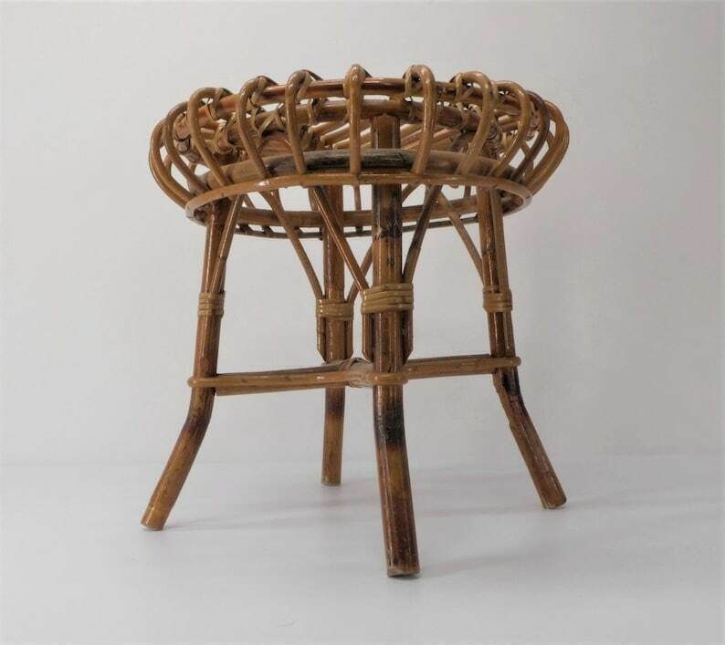 Riviera Ottoman Stool In Bamboo And Rattan Franco Albini 1960 photo for sale