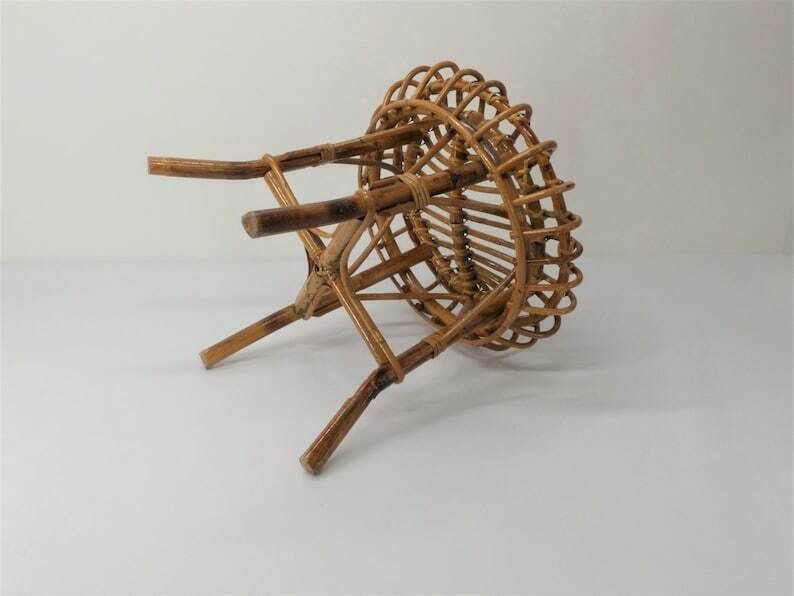 Riviera Ottoman Stool In Bamboo And Rattan Franco Albini 1960 photo vinterior