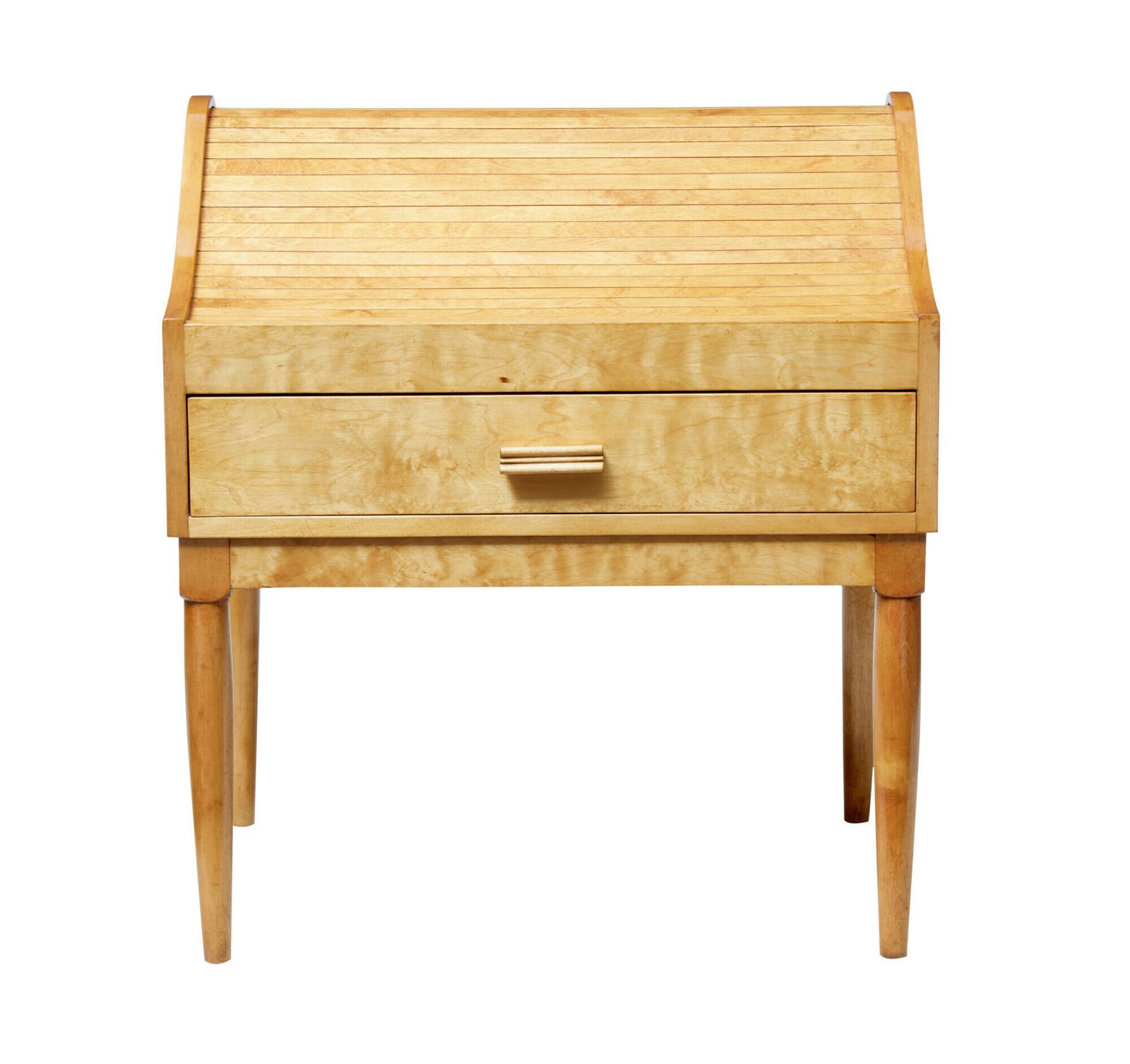 Mid 20th Century Birch Tambour Sewing Box On Stand photo buy