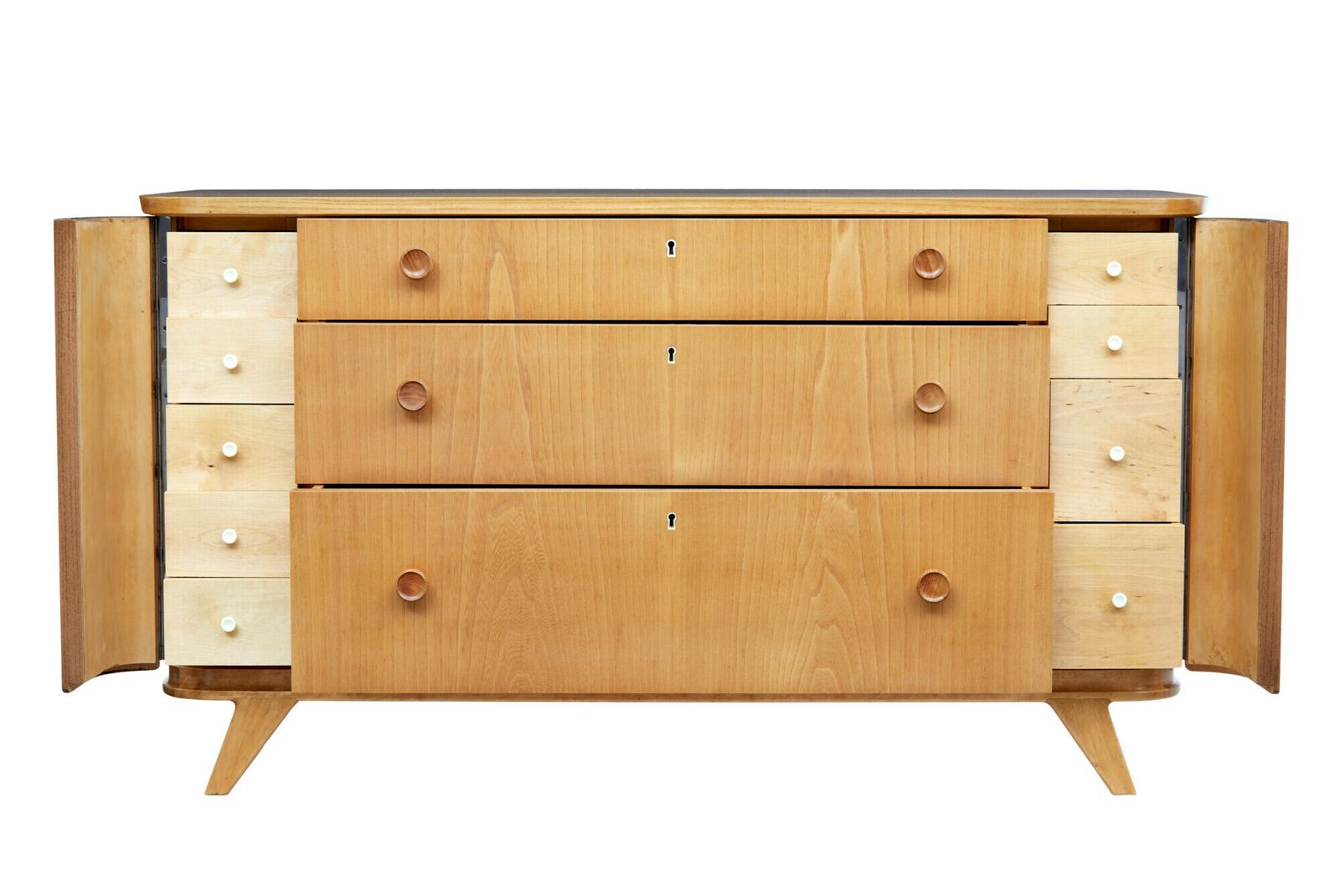 Swedish Mid 20th Century Elm And Burr Fitted Chest Of Drawers photo furniture