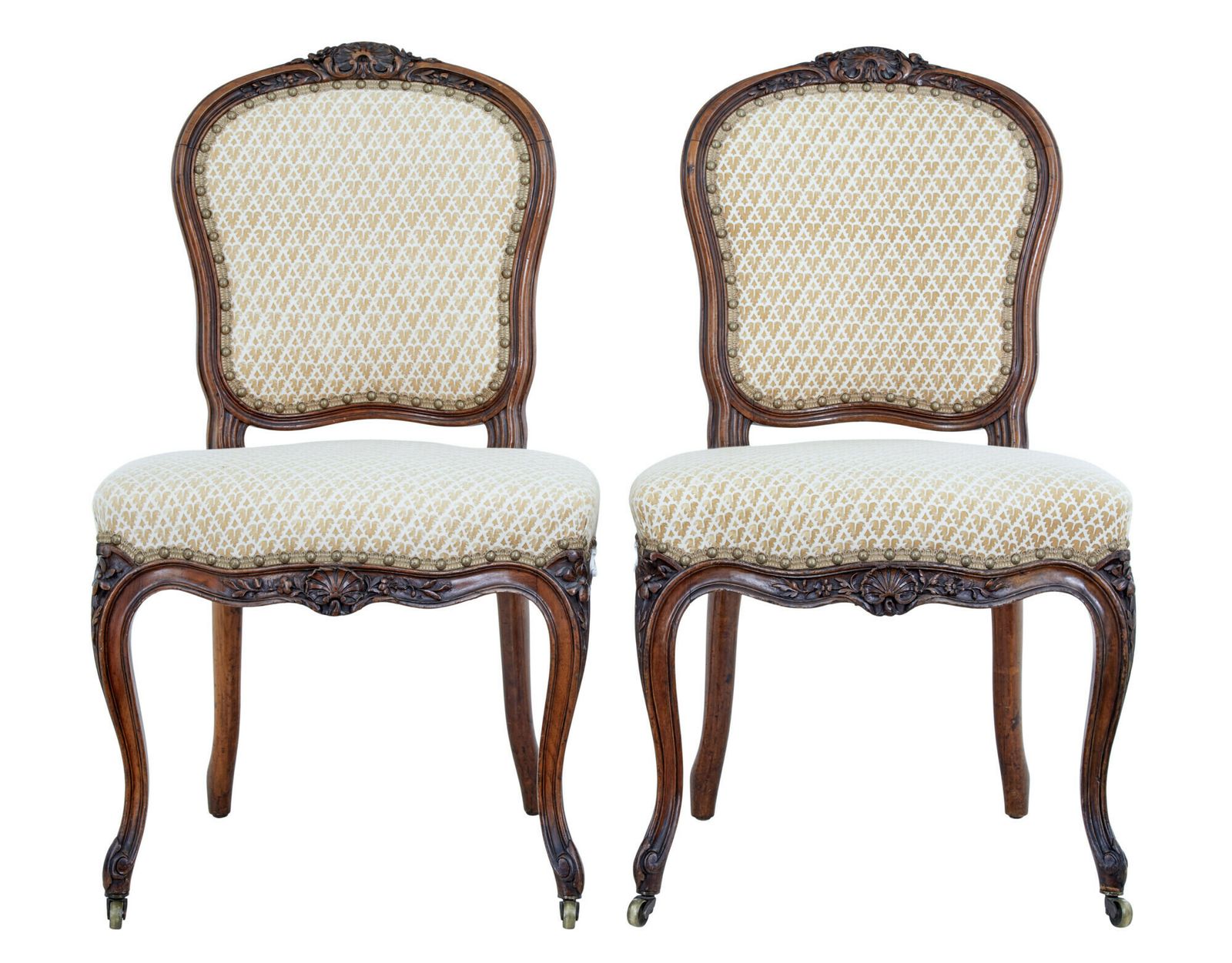 Pair Of 19th Century Carved Walnut Side Chairs