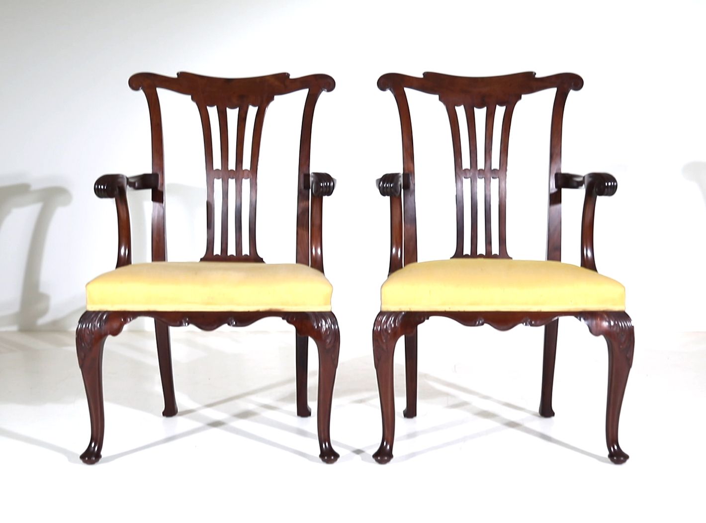 photo for sale Pair Of 19th Century Chippendale Design Mahogany Armchairs