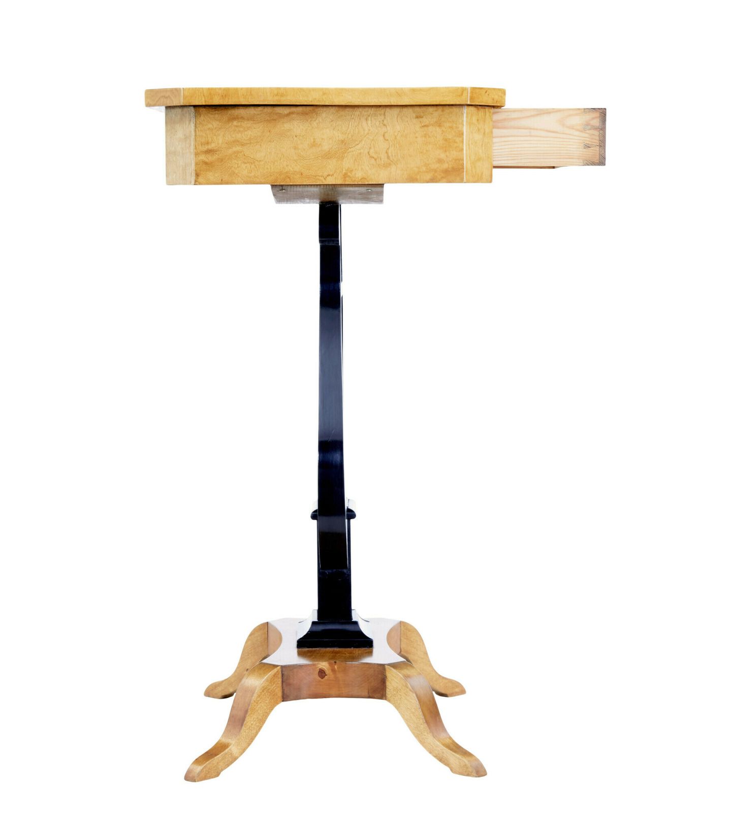 19th Century Inlaid Birch Lyre Form Occasional Table photo vinterior