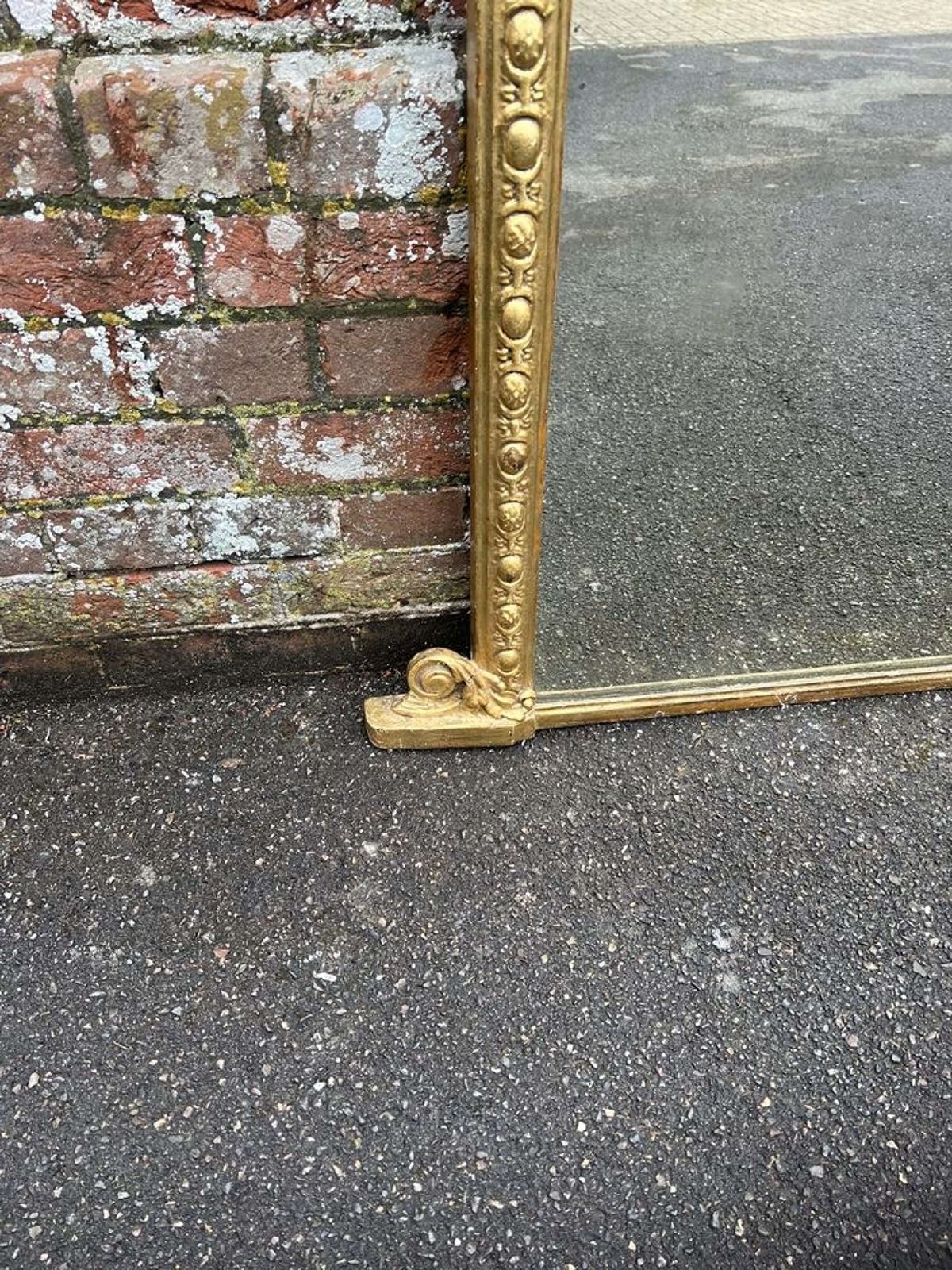A Delightful Large Antique English 19th C Gilt Overmantle Mirror. photo for sale