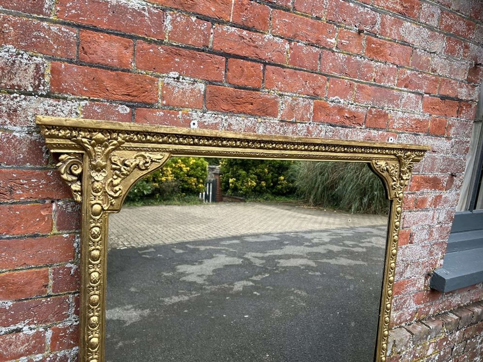 A Delightful Large Antique English 19th C Gilt Overmantle Mirror. photo Home Decor