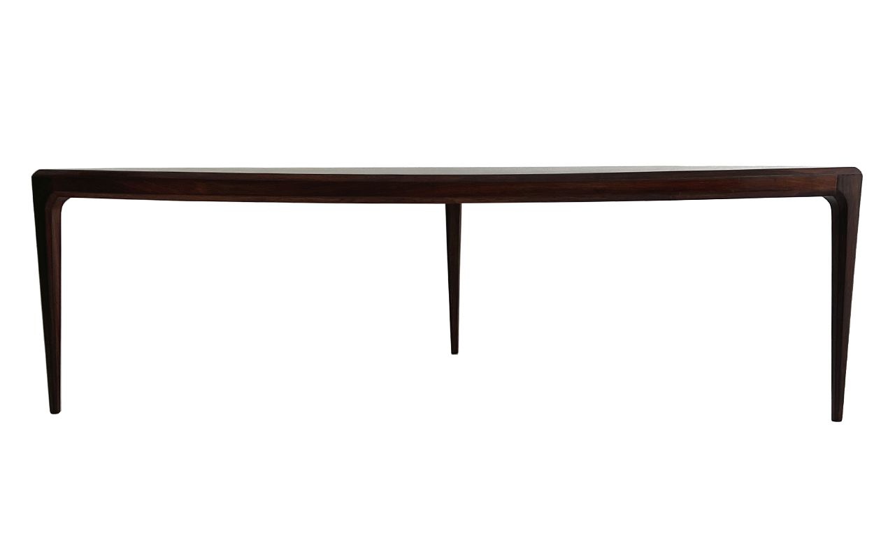 Danish 1950s Large Johannes Andersen Rosewood Demilune 3 Legged Coffee Table photo 1750.0