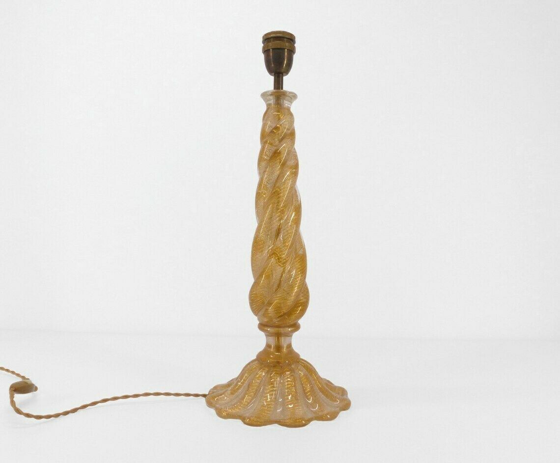 Murano Barovier Toso Lamp Base With Twisted Column Barrel 1960   Murano Barovier And Toso Lamp