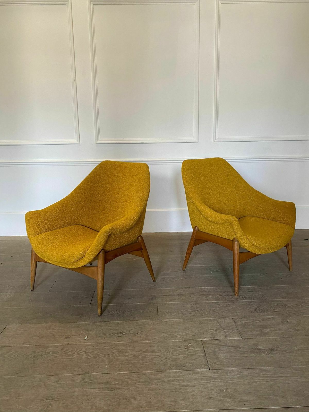 Pair Of Yellow Mid Century Modern Armchairs By Julia Gaubek photo furniture