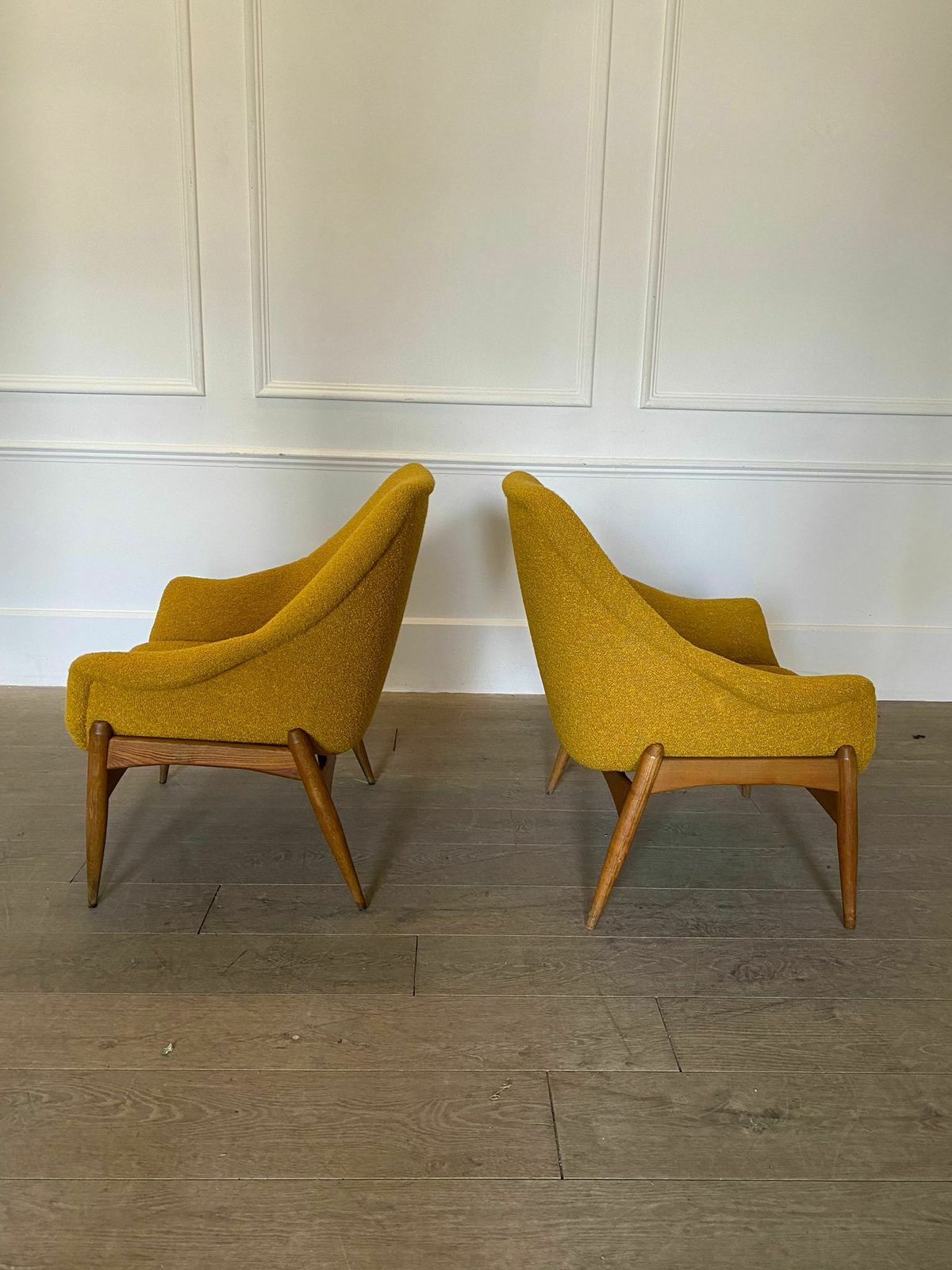 Pair Of Yellow Mid Century Modern Armchairs By Julia Gaubek photo Furniture