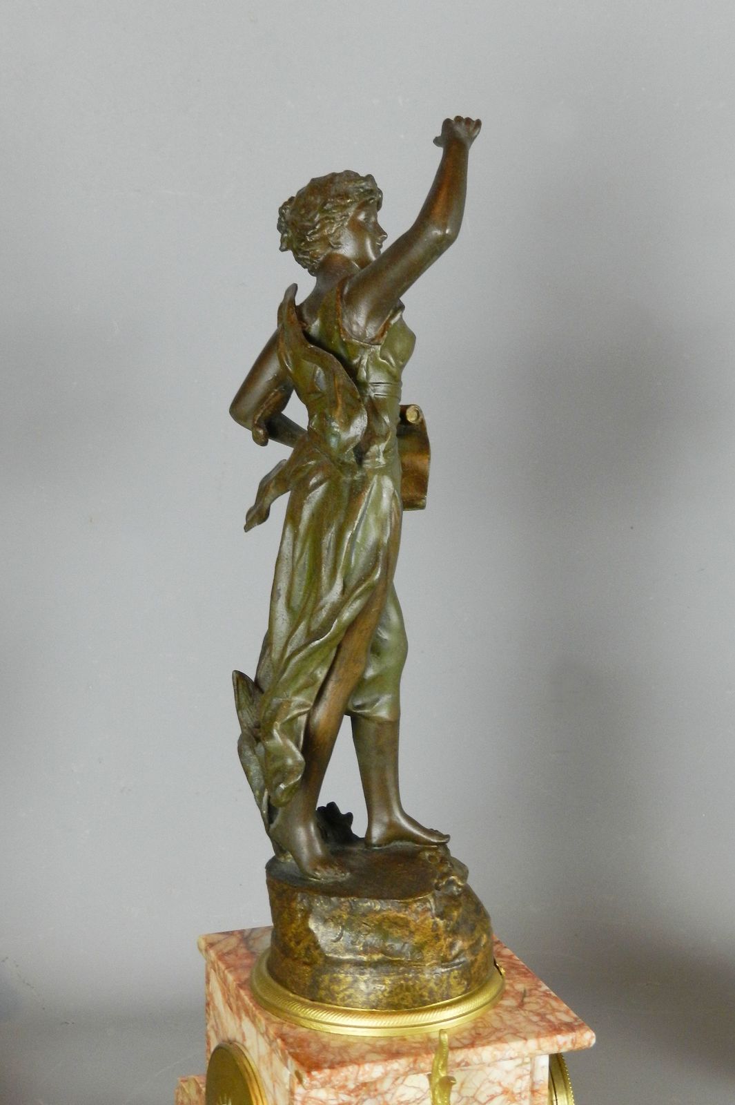photo furniture French Art Nouveau Mantle Clock 'Poésie' (Ch Ruchot) By Japy Freres