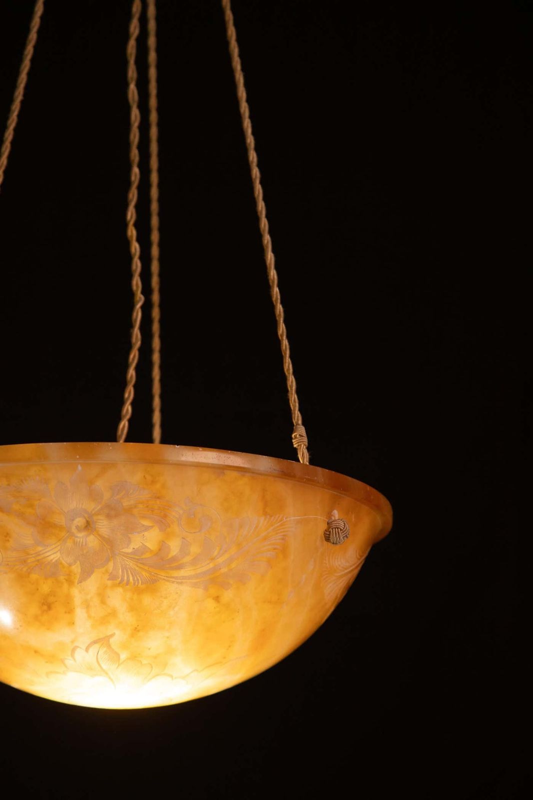 Antique Art Decò Liberty Alabaster Chandelier With Decorations, 1940s photo buy