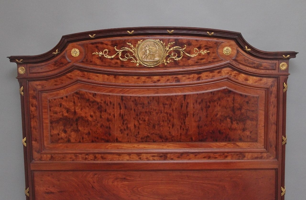 A Fabulous Quality 19th Century French Plum Pudding Mahogany And Brass Bed In The Neoclassical Style photo for sale