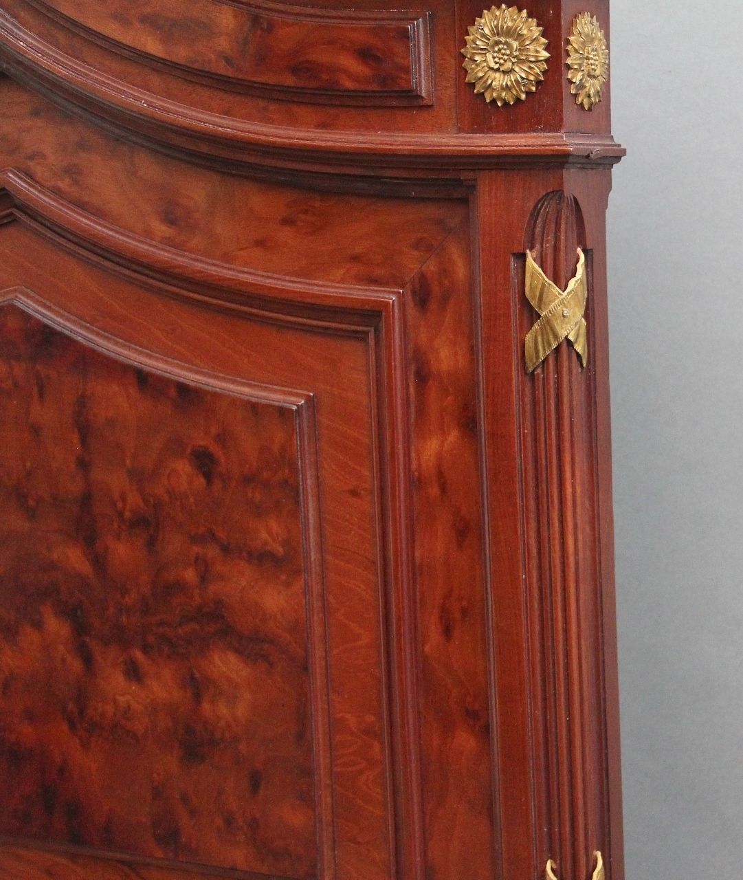 A Fabulous Quality 19th Century French Plum Pudding Mahogany And Brass Bed In The Neoclassical Style photo vintage
