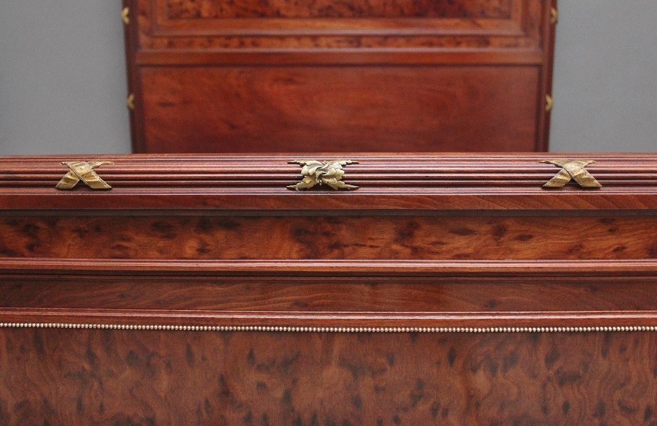 Furniture A Fabulous Quality 19th Century French Plum Pudding Mahogany And Brass Bed In The Neoclassical Style photo
