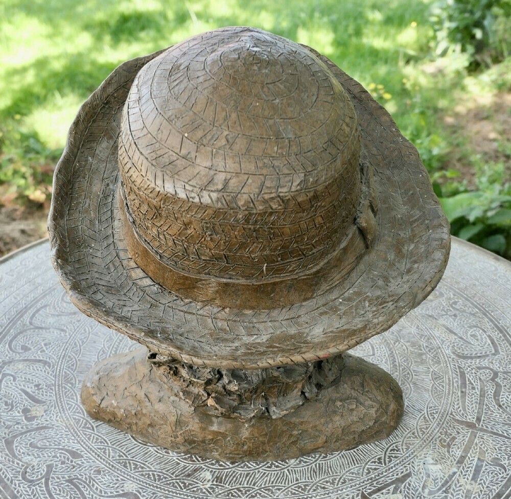 Artist’s Model Bust Of A Young Girl In A Panama Hat, Not Signed photo Art