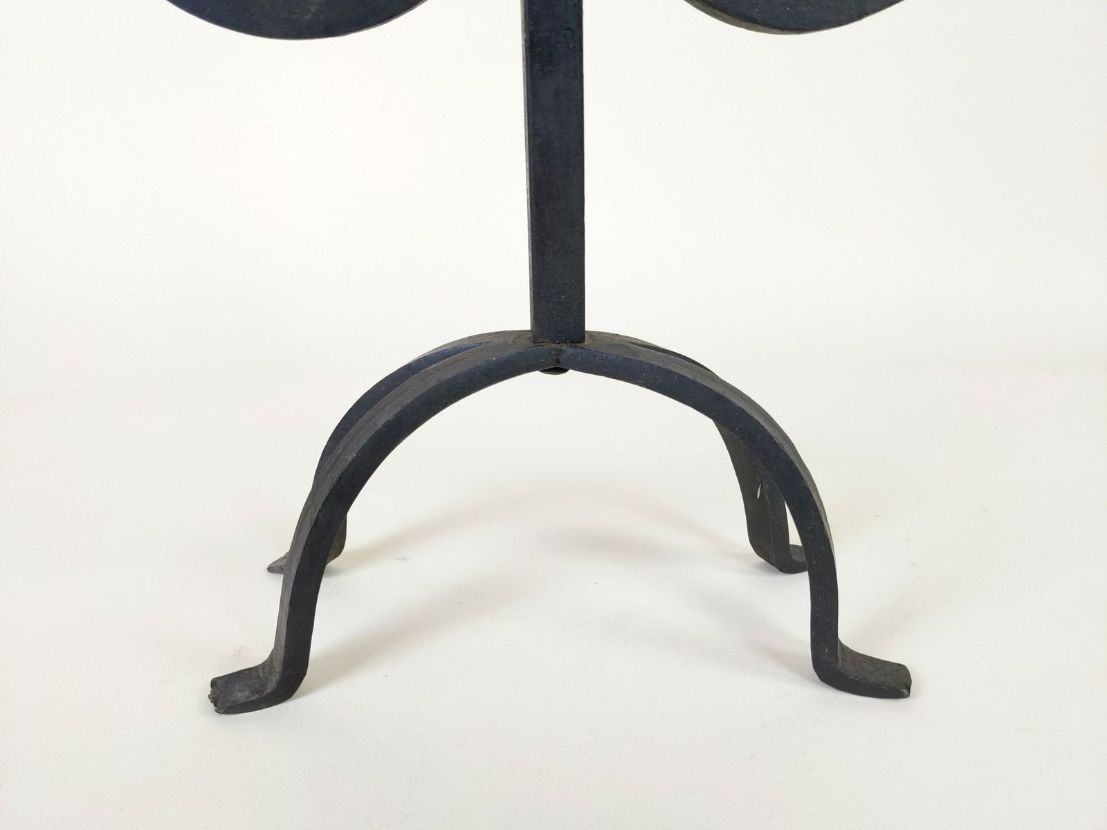 Large French Wrought Iron Hand Forged Iron Candle Holder Chandelier, Large Rustic Fleur De Lys Candlestick From France photo 152.0