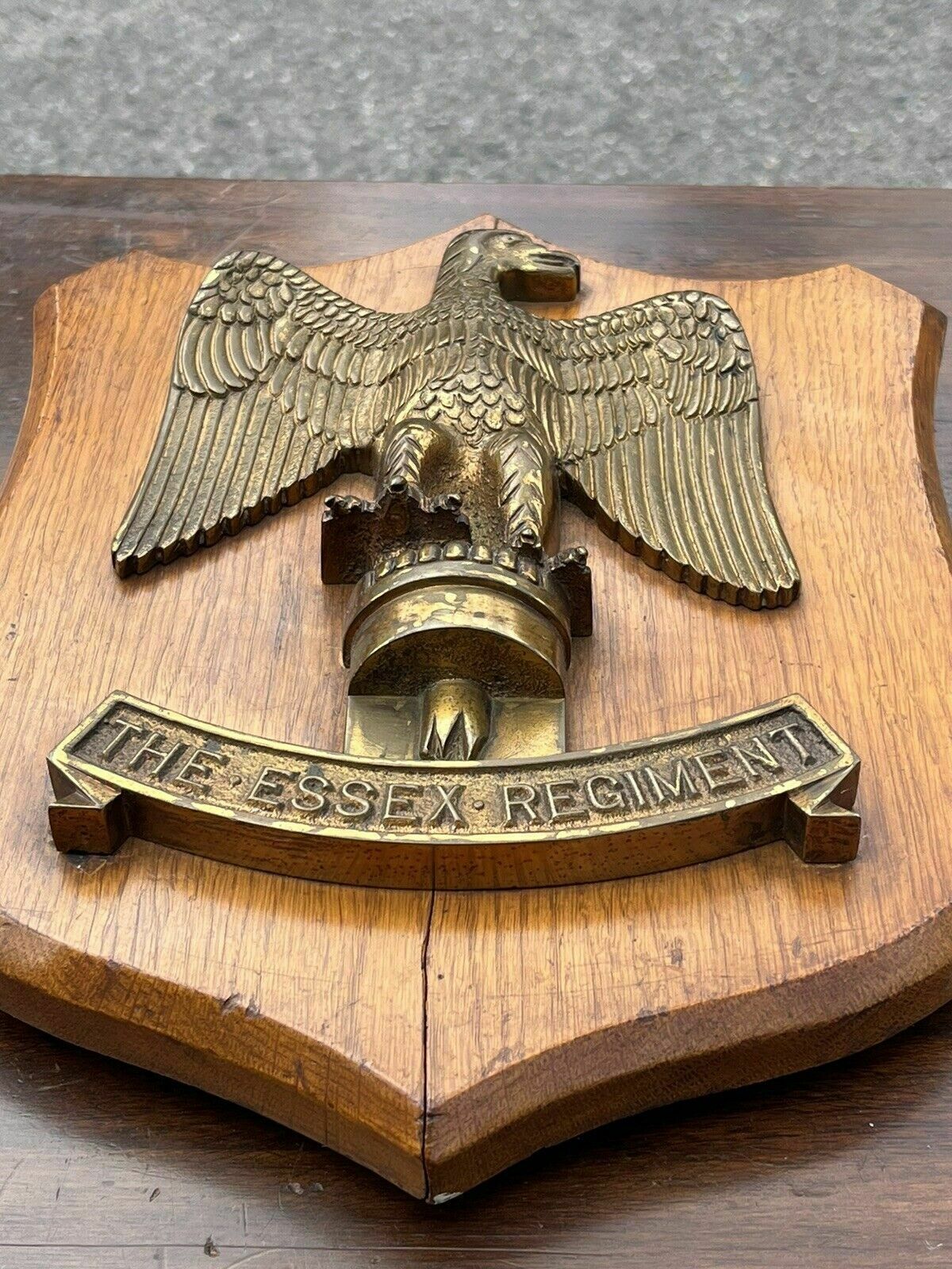 Antique & Very Rare Essex Regiment Brass Mess Plaque photo furniture