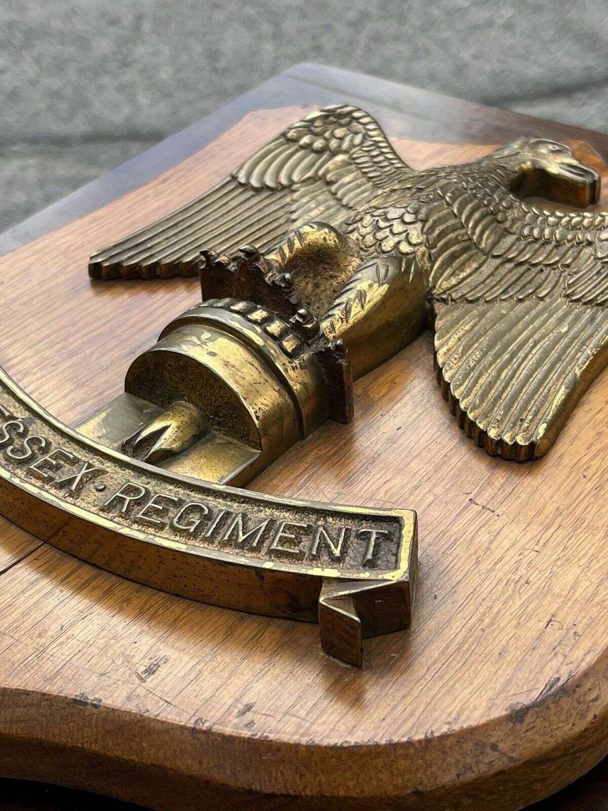 Antique & Very Rare Essex Regiment Brass Mess Plaque photo Art
