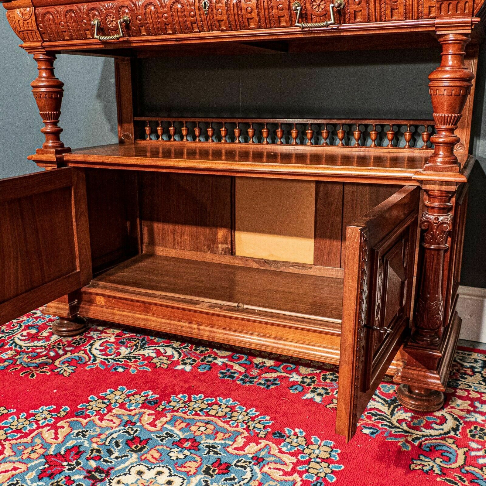 Furniture Exquisite Walnut French Intricately Detailed Buffet photo