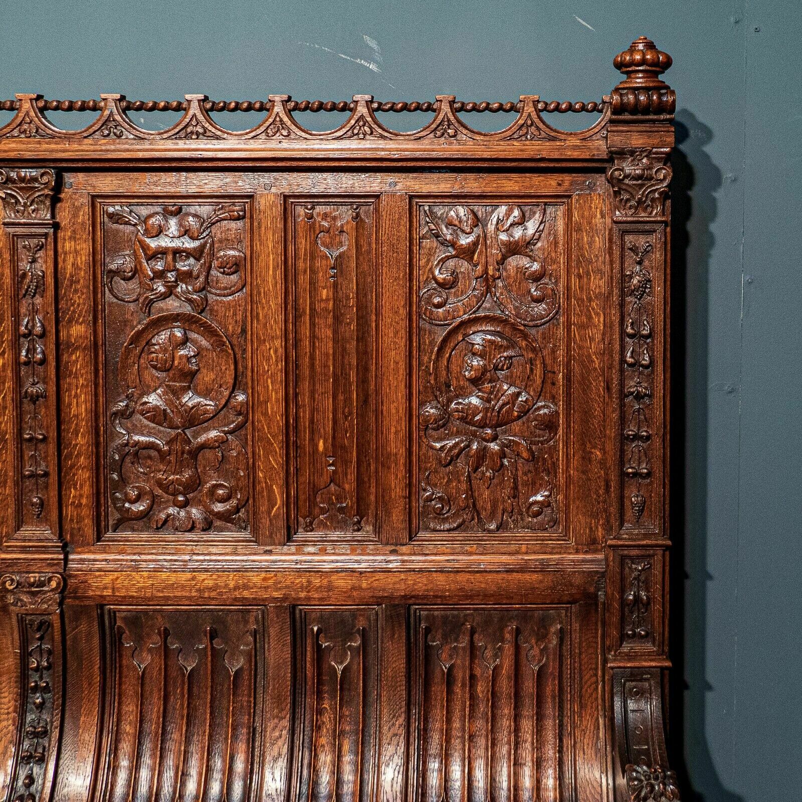 Superb 19th Century Carved Oak Flemish Curved Back Settle photo buy