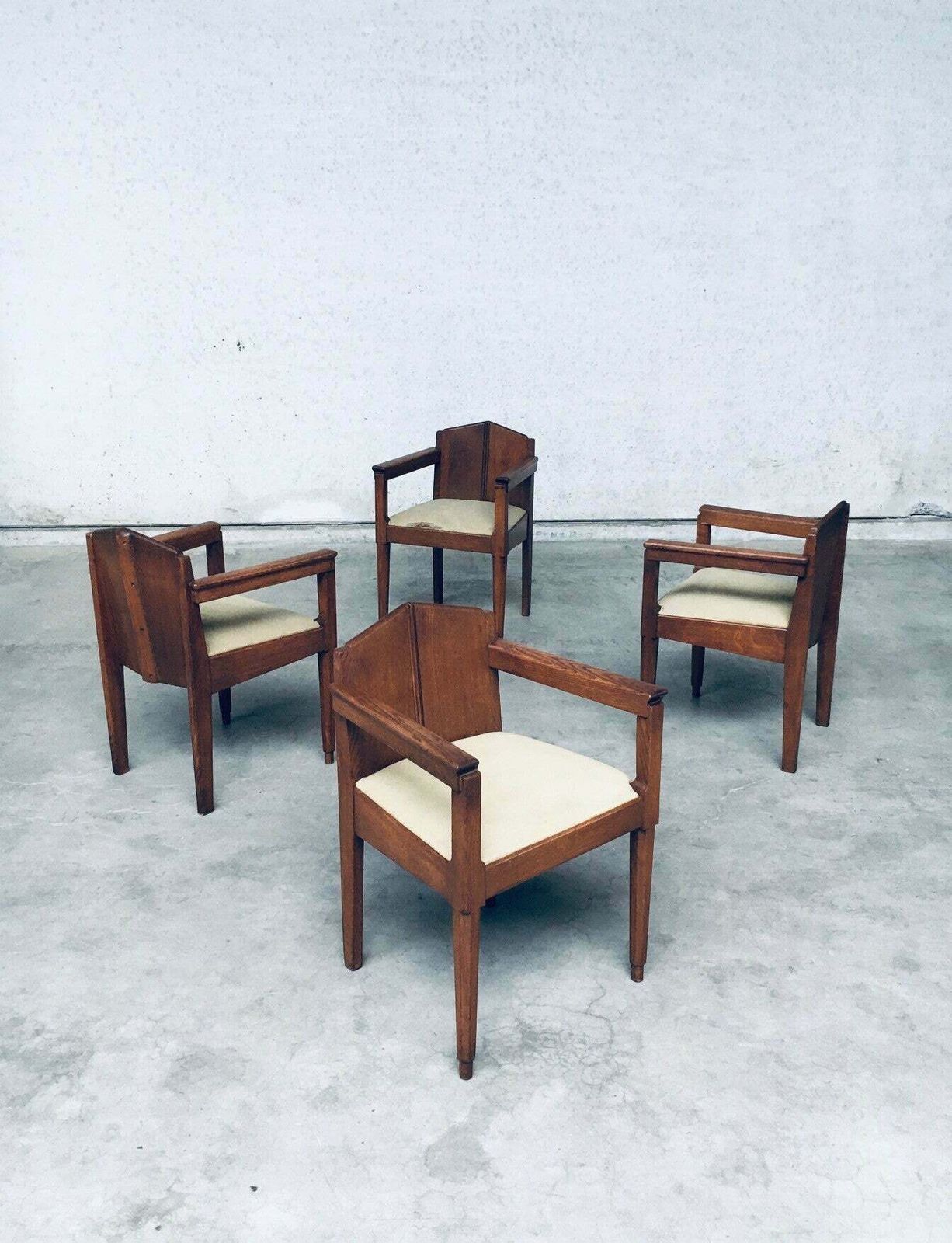 1910's Dutch Modernism Design Amsterdam School Dining Chair Set photo for sale