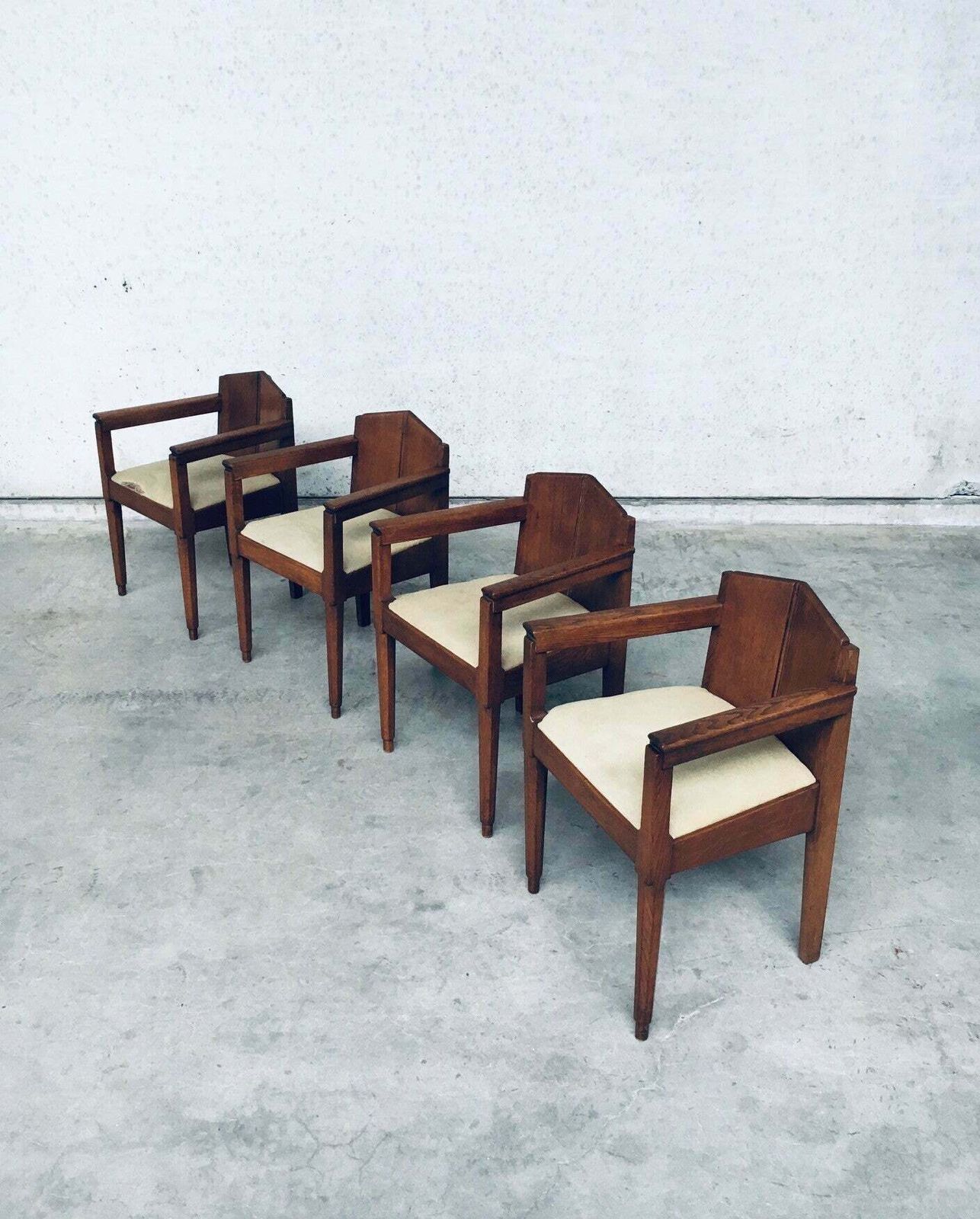 photo vinterior 1910's Dutch Modernism Design Amsterdam School Dining Chair Set