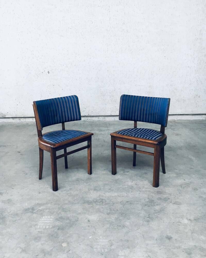 Art Deco Curved Back Side Chair Set, France 1930's photo Furniture
