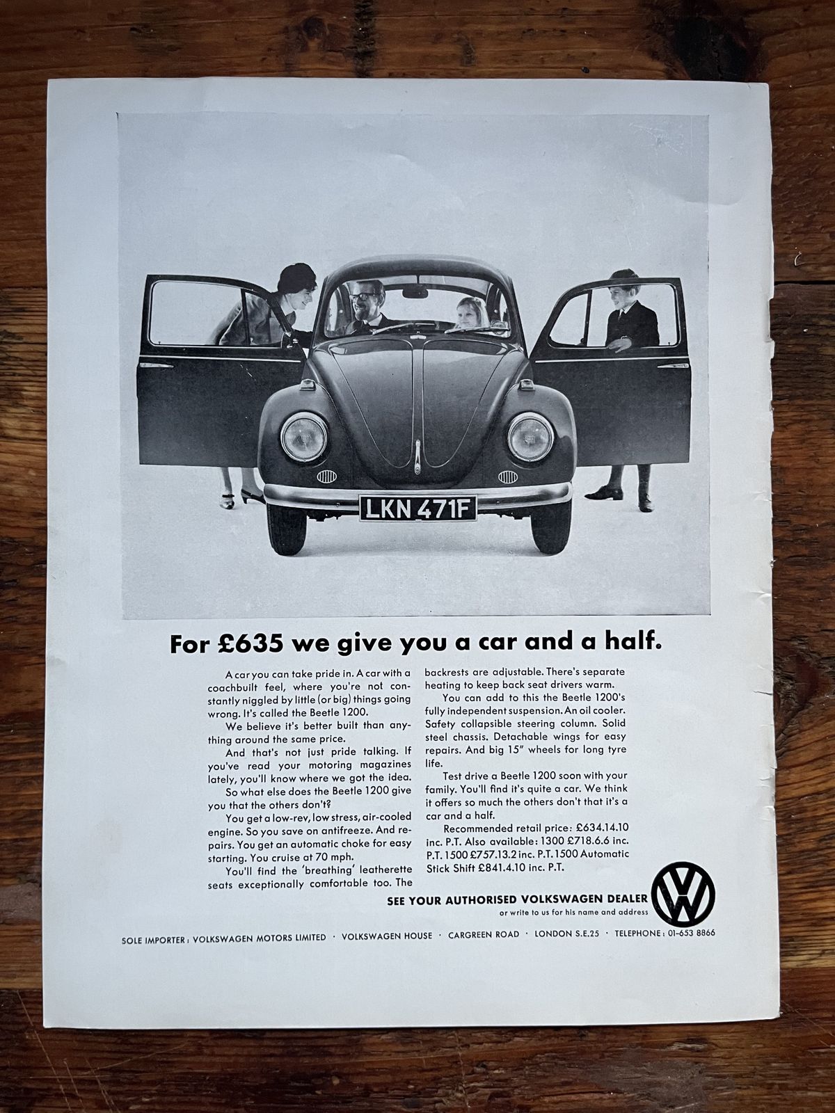 Volkswagen Original Advertising Print 1960s photo 76.0