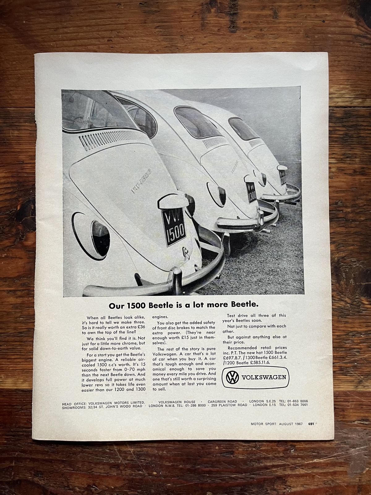Original Volkswagen Advertising Print 1967