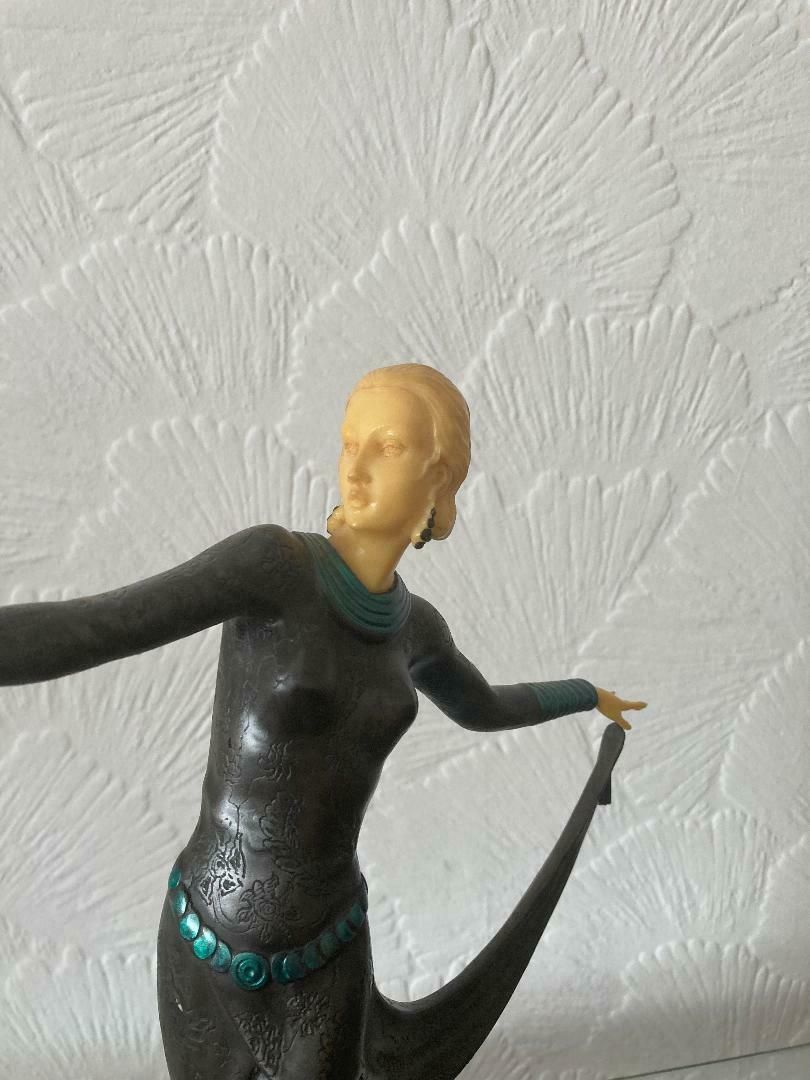 Stunning Lorenzl Art Deco Dancing Lady Bronze Art Sculpture Statue photo Art